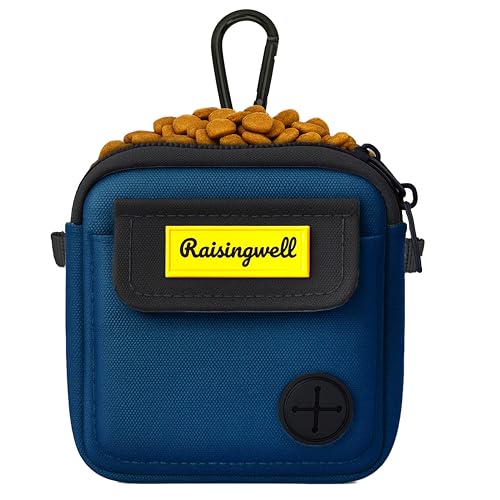 Raisingwell Dog Treat Pouch for Pet Walking and Training with Clicker, Poop Bags and Three Bags Design Small Fanny Zipper Pack Holder for Puppy Snack Dispenser Kit for Leash and Outdoor Use (Blue) - color: d5.Blue1, size: Two Bag
