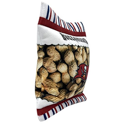 NFL Tampa Bay Buccaneers Crinkle FINE Plush Dog & CAT Squeak Toy - Cutest Stadium Peanuts Snack Plush Toy for Dogs & Cats with Inner Squeaker & Beautiful Baseball Team Name/Logo - color: Tampa Bay Buccaneers, style: STADIUM PEANUTS SNACK
