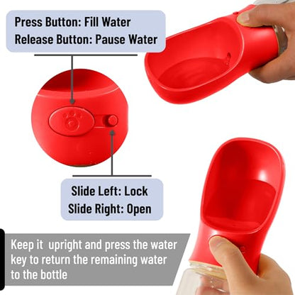 Mr. Pen- Portable Dog Water Bottle, 19 oz, Large | Leak Proof Puppy Water Dispenser with Drinking Feeder for Pets, Outdoor Walking, Hiking, Travel, Not Dishwasher Safe - color: Red