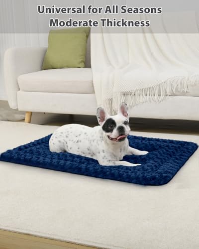 Washable Dog Bed Mat Crate Pad Soft Fluffy Pet Kennel Beds Dog Sleeping Mattress for Large Jumbo Medium Small Dogs, 42 x 28 Inch, Blue - color: Blue, size: 42.00" x 28.00" x 1.50"