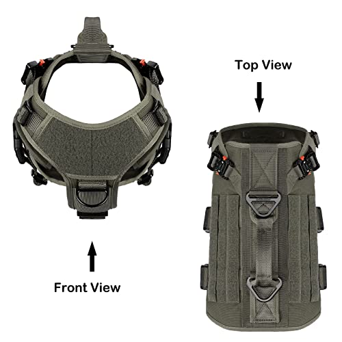 ICEFANG GN3 Tactical Dog Harness with 6X Buckle,Dog Molle Vest with Handle,3/4 Body Coverage,Hook and Loop Panel for ID Patch,No Pulling Front Clip (M (25"-31" Girth), Ranger Green) - color: Ranger Green, size: Medium (Pack of 1)