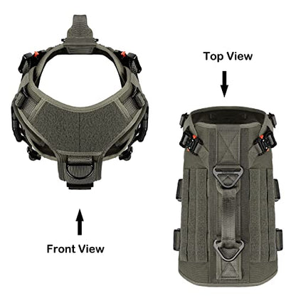 ICEFANG GN3 Tactical Dog Harness with 6X Buckle,Dog Molle Vest with Handle,3/4 Body Coverage,Hook and Loop Panel for ID Patch,No Pulling Front Clip (M (25"-31" Girth), Ranger Green) - color: Ranger Green, size: Medium (Pack of 1)