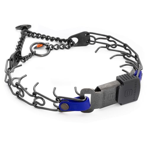 Herm Sprenger Black Stainless Steel Dog Collar with Quick Release ClicLock Buckle and Biothane Insert Training Collar Made in Germany (Blueberry Royal, 16in x 2.25mm(Neck Size up to 13-14in)) - color: Blueberry Royal, size: 16in x 2.25mm(neck size up to 1