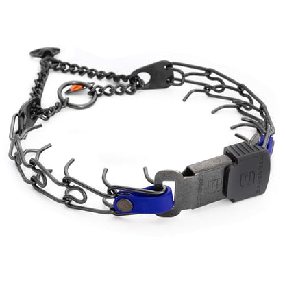 Herm Sprenger Black Stainless Steel Dog Collar with Quick Release ClicLock Buckle and Biothane Insert Training Collar Made in Germany (Blueberry Royal, 16in x 2.25mm(Neck Size up to 13-14in)) - color: Blueberry Royal, size: 16in x 2.25mm(neck size up to 1