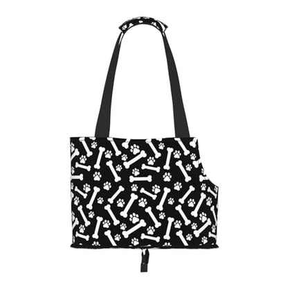 Dog Purse Carrier with Safety Hook - Foldable & Hands-Free Dog Cat Carrier Bag for Subway, Travel, Shopping up to 20lbs,Animal Footprints Pattern - color: Animal Footprints Pattern 1