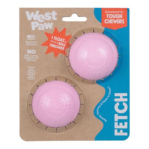 WEST PAW Zogoflex Boundr Ball Puppy Toy – Bouncing Toys for High-Energy Puppy Play - Aggressive Chewers, Catch, Fetch – Floatable, Recyclable, Dishwasher-Safe, Non-Toxic – Small - Bubblegum - 2-Pack - color: Bubblegum
