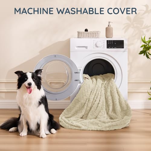 ChiXnuggle Faux Fur Washable Human Dog Bed Cover | 72*40*10,removable replace cover,soft fur,non-slip bottom,linen - color: Linen, size: Cover (72x40x10)