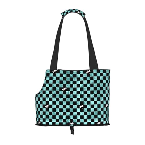 Dog Purse Carrier with Safety Hook - Foldable & Hands-Free Dog Cat Carrier Bag for Subway, Travel, Shopping up to 20lbs,Copperplate Checkerboard - color: Copperplate Checkerboard