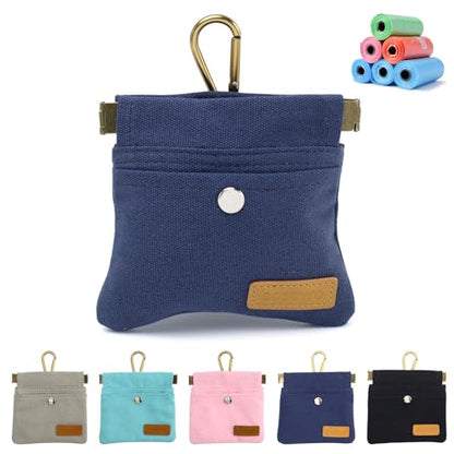 Dog Treat Pouch, Hand Free Dog Training Treat Bag with Carabiner & Magnetic Buckle, Auto Closing Pet Walking Bag for Puppy Travel or Outdoor Use, Pet Feed Snack Reward Pocket, Navy - color: Navy