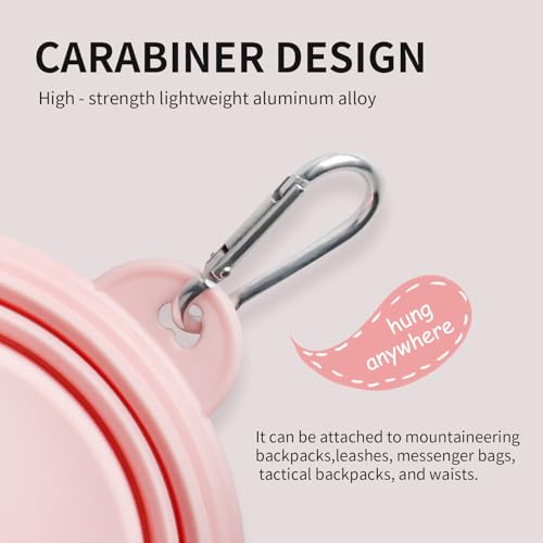 Collapsible Dog Bowls 2-Pack, Portable Travel Dog Bowl with Carabiner, Food-Grade Silicone Pet Bowl for Hiking, Walking (22 OZ Macaron Pink and Violet) - color: 22 OZ Macaron Pink and Violet