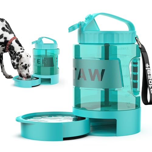 77oz Portable Dog Water Bottle, Large Travel Water Bowls for Dogs Camping Essentials Hiking Park Traveling Beach Walk Accessories, Dog Water Bowl Dispenser with Pull-Out Drinking Bowl, BPA Free - color: Light Blue, size: 77OZ