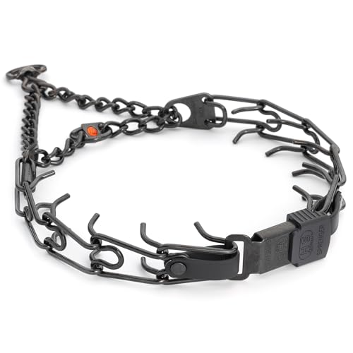 Herm Sprenger Black Stainless Steel Dog Collar with Quick Release ClicLock Buckle and Biothane Insert Training Collar Made in Germany (Black, 23in x 3.2mm(Neck Size up to19-20in)) - color: Black, size: 23in x 3.2mm(neck size up to19-20in)