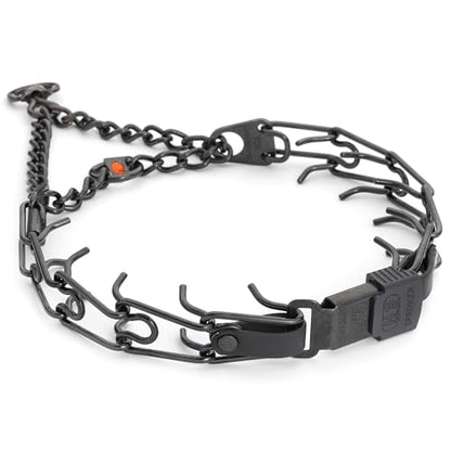 Herm Sprenger Black Stainless Steel Dog Collar with Quick Release ClicLock Buckle and Biothane Insert Training Collar Made in Germany (Black, 23in x 3.2mm(Neck Size up to19-20in)) - color: Black, size: 23in x 3.2mm(neck size up to19-20in)
