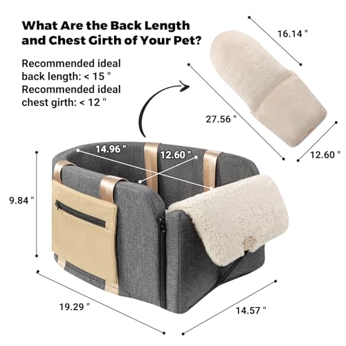 Large Console Dog Car Seat - Truck Dog Booster Seats for Big Console Vehicles Large Space for Dogs UP to 18lbs, Pretty Sturdy Pet Car Seat Designed for Pickup and Trucks