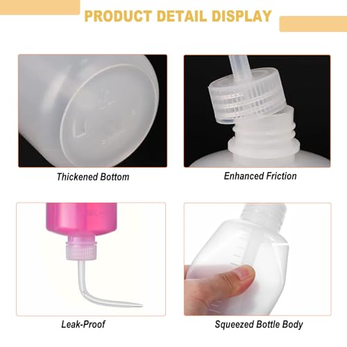 Yuelong Plastic Squeeze Bottle,2Pcs Safety Wash Bottle 500ml Convenient Green Soap Supply Tattoo Squeeze Bottle with Scale Labels Watering Tools for Medical Label Tattoo Supplies(500ml,16oz,1 Bottle) - size: 2 Count (Pack of 1)