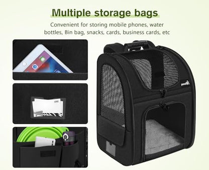 pecute Cat Backpack Breathable, Cat Carrier Backpack Expandable - color: Black, size: 12.6"L x 10.2"W x 16.5"H