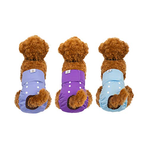 CuteBone Dog Diapers Female Washable Small Medium Large 3 Pack Reusable Doggie Diapers Puppy Period Pants for Doggy Heat Cycle Peeing - size: L