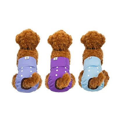 CuteBone Dog Diapers Female Washable Small Medium Large 3 Pack Reusable Doggie Diapers Puppy Period Pants for Doggy Heat Cycle Peeing - size: L