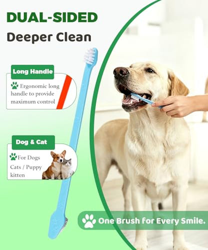 10 Pieces Pet Toothbrush Set for Medium Large Dogs, Extra Long Double-Ended Dog Toothbrush with 360° Brush, Soft Bristle Dental Care Kit with Finger Brushes, Pet Teeth Cleaning Supplies (Multicolor) - color: Modelb-10pack