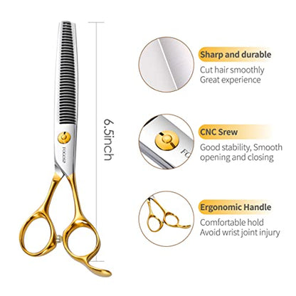 Dog Thinning Shears for Grooming 36 Teeth 6.5" Dog Blending Shears for Grooming Small Medium Dogs Professional Pet Thinners Blenders Scissors for Right Groomer(Blender, Gold) - size: 7 inch, style: Blender