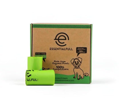 Biodegradable Cat & Dog Bags, Certified Compostable Poop Bags with Handles, 180 Count Refill Rolls, Plant Based and Leak Proof