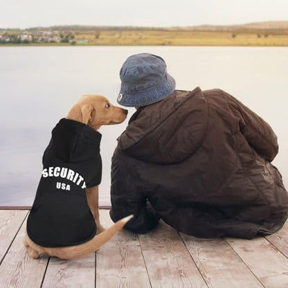 Security Dog Hoodie Warm Cozy Brushed Fleece Interior Clothes Hoodie with Pocket Sweatshirt Dog Sweaters for Medium Dogs(M) - size: Medium