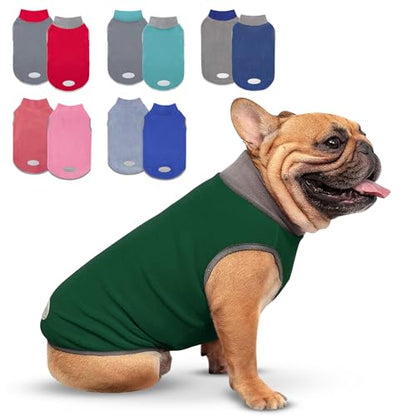 cyeollo 2 Pack Fleece Dog Sweater Sweatshirt with Reflective Stripe Pullover Lightweight Sweater Pet Clothes Dog Coats for Small Dogs, Green & Grey M - color: Green & Grey, size: Medium