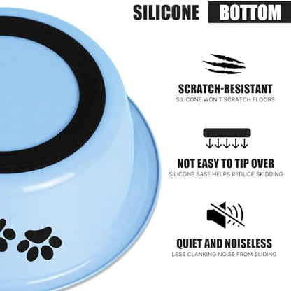 Stainless Steel Dog Bowls, Nonslip Rubber Bottom No Spill Proof Skid Metal Insulated Dog Bowls for Large Medium Small Breed Dogs (Blue, 8.5 Cups/71 OZ) - color: Blue, size: 8.5 Cups/71 OZ