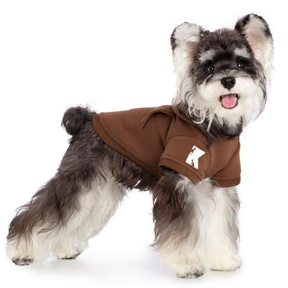 Koneseve Dog Hoodie & Cat Sweater, Warm Fleece Hooded Soft Winter Sweatshirt for All Breeds, Cozy Pet Clothes, Brown, S - color: Brown, size: S-(2~7lb) | Chest(~13")