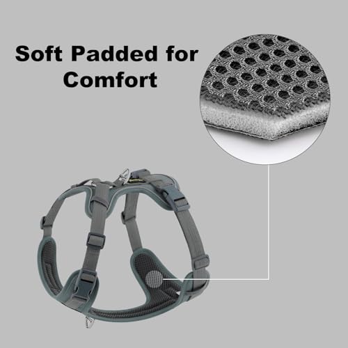 Plutus Pet No Pull Dog Harness, Release at Neck, Soft Padded, Reflective Adjustable Dog Vest Harness for Small, Medium, Large Dogs(Gray, S) - color: Gray, size: S