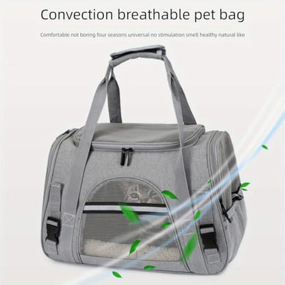 Cat Carrier Bag, Airline Approved Soft Carrier for Cats & Small Dogs | Airline approved pet carrier for pets under 15lb, breathable mesh with privacy cover, lightweight, foldable & washable - color: grey