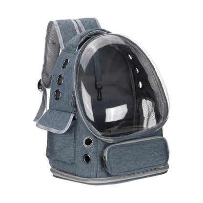 Pet Backpack Carrier, Portable and Ventilated, Oxford Cloth, Dog Cat Travel Bag with Transparent Cover 13.39", (Blue, 1 Pcs), Intended for Hiking/Camping/Traveling - color: Blue