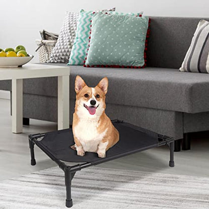 Elevated Pet Bed, Comfortable Elevated Extra Large Dog Bed with Removable Canopy, 2 in 1 Foldable & Weather Proof Oxford Fabric Dog Bed, Portable & Cozy Pet Cot for Camping Beach Outdoor Activities - size: 16.93*21.85*22.44in