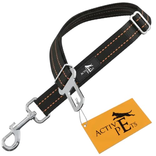 Active Pets Orange Car Seat Belt for Dogs, Attaches to Harness & Collar, Adjustable 18" - 24" Travel Restraint System Fits Small - Large Pups for Safety & Comfort, Essential Pet Supplies & Accessories - style: Orange - 1 Pack