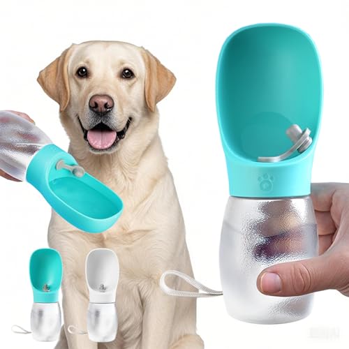 Kalimdor Dog Water Bottle,Leak Proof Portable Puppy Water Dispenser with Drinking Feeder, Dog Walking Accessories for Pets Outdoor Walking, Hiking, Travel, Food Grade Plastic - color: Sky Blue, size: 12oz
