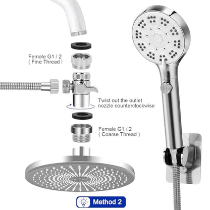 Bathtub Faucet Shower Head Sink with 79" Hose, Tub Faucet Sink Hose Sprayer Attachment Set (8 Adapters) for Bathroom Garden, ON/OFF 6 Modes High Pressure Handheld Shower Extension Kit, Removable