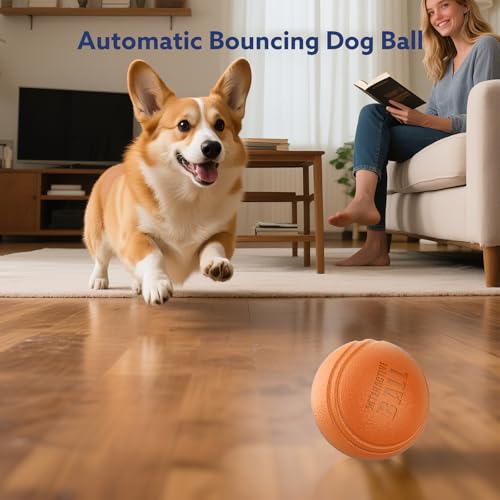 AIPERRO Interactive Dog Toys Ball, Smart Action Activated Rechargeable Pet Toy, TPU Material, IPX7 Waterproof Rating, Automatic Rotating/Bouncing/Moving, Suitable for Small/Medium Dogs-Orange - color: Orange