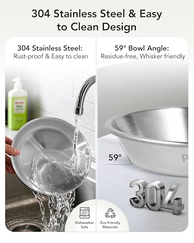 Elevated cat Bowl, 6.3" Wide Raised Stainless Steel Cat Food and Water Dishes, Small Dog Bowl, Whisker Friendly, Anti-Vomiting, Neck Stress-Free, Non-Slip Stainless Steel Stand with 4 Legs- 4Pack - color: 4PC