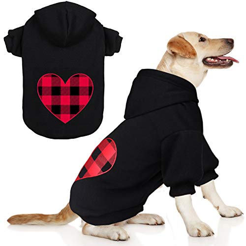 Dog Hoodie Sweater for Dogs Pet Clothes Black Buffalo Plaid Warm and Soft Breathable Cozy(XL) - color: Heart, size: X-Large