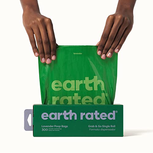 Earth Rated Dog Poop Bags, Thick Grab and Go Single Roll, Ideal for Backyard Pickups, Lavender Scented, 300 Count - style: Lavender