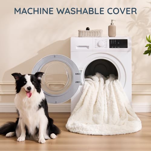 ChiXnuggle Faux Fur Washable Human Dog Bed Cover | 72*40*10,removable replace cover,soft fur,non-slip bottom,white - color: White, size: Cover (72x40x10)