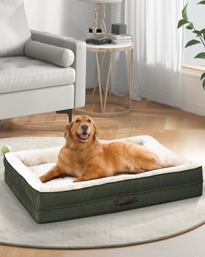 Upvilla Orthopedic Dog Bed XL, Four-Sided Cushioned Egg-Shaped Foam Dog Sofa, Waterproof Removable Cover, Pet Sofa Bed with Non-Slip Base, Extra Large Dog Bed,Green - color: Green, size: 46"L x 30"W x 7.5"Th