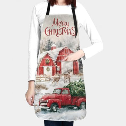 Sweetshow Cute Dog Apron with 2 Pockets and Adjustable Neck Waterproof Kitchen Cooking Dog Grooming Aprons for Women Men - color: Red Truck