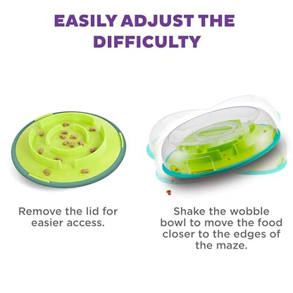 Outward Hound by Nina Ottosson Wobble Bowl Slow Feeder Dog Puzzle, Level 1 Beginner, 11.6 inches x 3.5 inches, Multicolored - color: Wobble Bowl (Green)