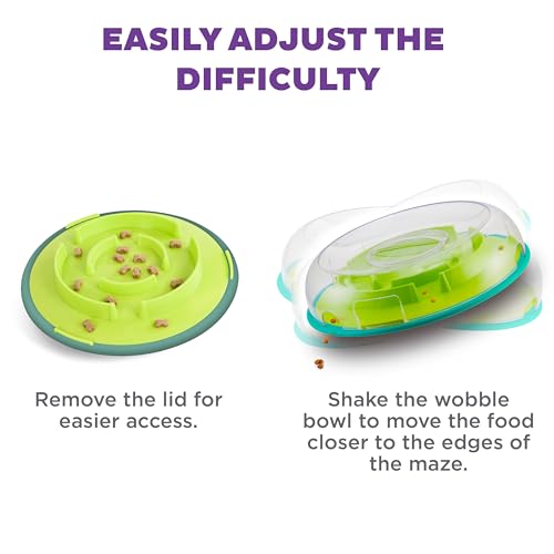 Outward Hound by Nina Ottosson Wobble Bowl Slow Feeder Dog Puzzle, Level 1 Beginner, 11.6 inches x 3.5 inches, Multicolored - color: Wobble Bowl (Green)