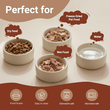 Elevated Dog Bowl & Cat Dish 27oz – Raised Ceramic Pet Food and Water Bowls with Bamboo Stand, Feeding Station for Small & Medium Pets, Prevents Neck Strain – Durable, Premium Quality by Homish