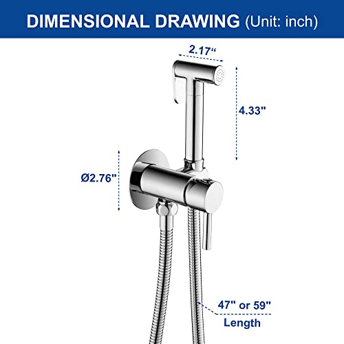 SHAMANDA Warm Water Bidet Sprayer for Toilet with Hot and Cold Brass Rough-in Valve, Stainless Steel Round Handheld Bidet Attachment Set for Feminine, Pets and Baby Diaper Wash, Polished Chrome BDS09 - color: Chrome, style: Hot & Cold Water Modes-Round