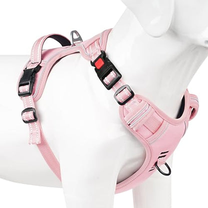 Timos Dog Harness Small Sized, No Pull Pet Harness with Neck Lockable Snap,No Choke Front Clip Dog Reflective Vest,Adjustable Metal Rings 3 Buckles,Easy Control Handle for Small Dogs Pink XS - color: Lock Pink, size: X-Small (Pack of 1)