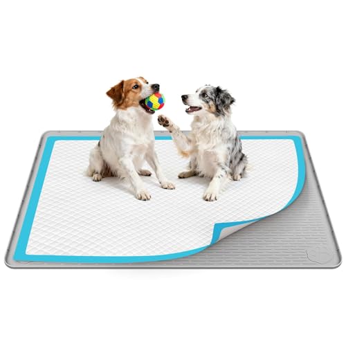 40"x28" Pee Pad Holder for Dogs Puppy Pad Holder Silicone Pee Tray for Dog Training Floor Protection Raised Edge Dog Potty Tray, No Pee Pads(Grey) - color: 40"x28" Grey