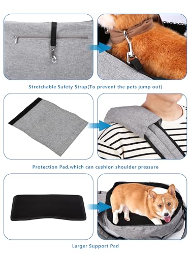 Ownpets Pet Sling Carrier, Fits 15 to 25lbs Extra-Large Dog/Cat Sling Carrier Reversible and Hands-Free Dog Bag with Adjustable Strap and Pocket Shoulder Pad for Outdoor Travel Hiking - color: Grey